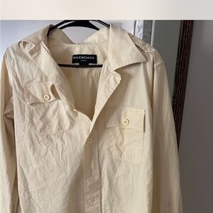 Balenciaga Cream Lightweight Shirt Jacket